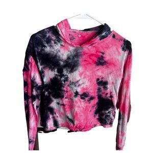 Juniors Tye Dye Crop Top with Hoodie